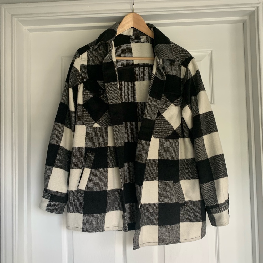 H&M black and white checkered shacket